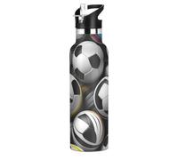Art RéPéTitif De Football Bouteille d'eau pour Enfants en Acier Inoxydable,Gobelet Isotherme Sous Vide pour Filles Garçons