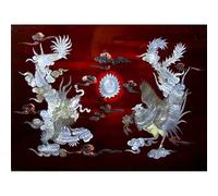 Art Saigon Tableaux en Bois Laqué et Nacre, Motif Dragon et Phénix, L30 x H20cm, Fait Main - Peinture Panneau Mural de Décoration, Style Asiatique, Artisanat du Vietnam (S61-9540)