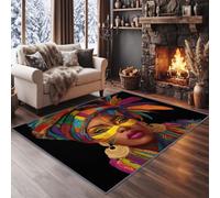 Art Tribal 80x150 cm Tapis de Chambre, Tribal Africain Traditionnel Vêtements Lavable Tapis de Salon Antidérapant - Doux Jaune Chaud Moquette pour Salle de Séjour Chambre d'enfant Salle de Jeu