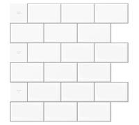 Art3d Lot de 10 Carreaux Adhésifs pour Cuisine,Blanc avec joint Gris | Pour Cuisine,Salle de Bains,Salon, Peler et Coller