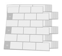 Art3d Lot de 10 Pièces Crédence Adhésive Cuisine,Blanc Avec joint Gris | Pour Cuisine Salle de Bain,étanche