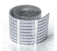 Art3dwallpanels Lot de 1888 carreaux de mosaïque en verre,Miroirs Auto-Adhésifs Carreaux de Mosaïque,Autocollants carrés,Boule disco pour bricolage et décoration - Argent