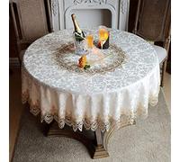 ARTABLE Nappe Ronde brodée en Dentelle macramé Rustique pour décoration de Commode, Ferme, Cuisine, Maison (Marron Clair, 152,4 cm, Ronde)