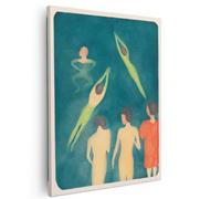Artaza Tableau Décoration Murale Art Abstrait - 40x50 cm - Impression Sur Toile Piscine - Deco Murale Salon - Peinture Silhouettes Nageurs