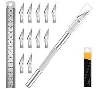 Artcut Scalpel De Précision avec Lame 10#11, Ruler, pour Modelisme, Papier, Sculpture - Cutter De Découpe (Argent)