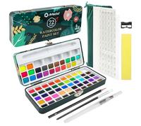 Artecho Ensemble de peinture aquarelle de voyage 72 couleurs, kit d'aquarelle de voyage avec papiers aquarelle et pinceaux, idéal pour les amateurs de peinture, les amateurs de peinture et les