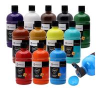 Artecho Peinture Acrylique 12x500ml, Acrylic Paint, Peinture pour Toile, Tissu, Bois, Roche, Papier, Verre.