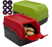 ARTECSIS Lot de 2 Boîte Pomme de Terre 5L Vert/Rouge - Rangement Optimal - Conservation Idéale pour Pommes de Terre, Oignons & Ail