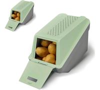 ARTECSIS® Lot de 2 boîtes à pommes de terre EasyClick 5,0 L, vert printemps - Couvercle, empilable, 6 étiquettes