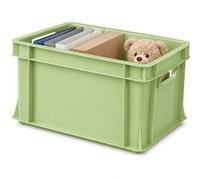 ARTECSIS® Lot de 2 caisses de rangement empilables en plastique 29 L, vert printemps, 41 x 34 x 24 cm - Maison et atelier