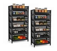 ARTECSIS Lot de 2 étagères paniers en Plastique 110x41x30cm, Noir - Rangement modulable, empilable et aéré