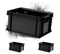 ARTECSIS® Lot de 3 caisses de rangement empilables en plastique 11 L, anthracite, 35 x 24 x 18 cm - Maison et atelier