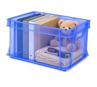 ARTECSIS® Lot de 3 caisses de rangement empilables en plastique 29 L, bleu/transparent, 41 x 34 x 24 cm - Maison et atelier