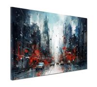 ARTEDinoi Tableau moderne sur toile abstrait New York USA Splash Dark Style décoration murale Taille 120x80x2cm