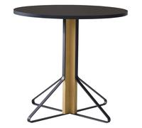 Artek Table ronde Kaari petit modèle - linoléum noir - bois naturel - petite