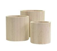 Artemio 14001928 Vases Ronds à Décorer en Bois, Beige, 13 x 13 x 13 cm