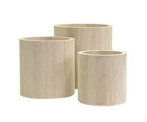 Artemio 14001928 Vases Ronds à Décorer en Bois, Beige, 13 x 13 x 13 cm
