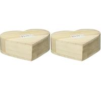 Artemio Boite en Bois Coeur avec Couvercle Pivotant, Beige, 15 x 4 x 13 cm VIBC15 (Lot de 2)