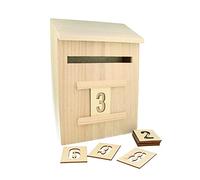 Artemio Calendrier de l'Avent Boîte aux Lettres en bois beige avec chiffres