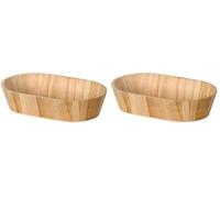Artemio Corbeille en Bois Ovale, Bois, Beige, 28 x 6 x 18 cm (Lot de 2)