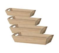 Artemio Corbeille en Bois Rectangle, Bois, Beige, 28 x 9 x 14 cm (Lot de 4)