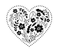 Artemio Mariage Coeur Brodé à Fleurs Tampon, Bois, Noir, 3,7 x 2,5 x 4 cm ARTHC928
