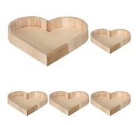 Artemio Plateau Cœur, Bois, Beige, 21 x 3,5 x 22 cm VIPPC (Lot de 5)