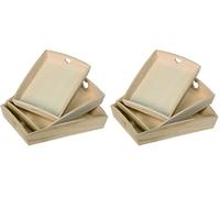Artemio Set de 3 Plateau Rectangle avec Cœurs Ajourés, Bois, Beige, 35 x 6,5 x 27 cm VIPBC (Lot de 2)