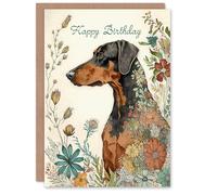 Artery8 Carte d'anniversaire « Happy Birthday Doberman » et fleurs printanières