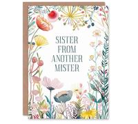 Artery8 Carte d'anniversaire Happy Flowers Sister From Another Mister Step For Her Woman