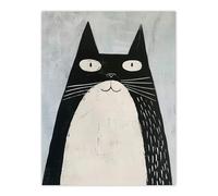 Artery8 Cute Black White Tuxedo Cat Lover Pet Painting Living Room Large Wall Art Poster Print Thick Paper 18X24 Inch