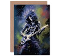 Artery8 Gothic Metal Rock Virtuoso Guitar Solo for Husband Him Dad Son Brother Birthday Thank You Congratulations Blank Art Greeting Card