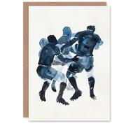 Artery8 Greeting Card Scrum Rugby Football Sport Players Watercolour Blank For Him Or Her Art Birthday Card