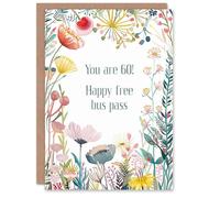 Artery8 Happy Flowers Carte d'anniversaire 60 ans pour femme, épouse, grand-mère, sœur