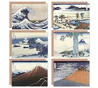 Artery8 Katsushika Hokusai Japanese Fuji Mountain Sagami Rainstorm Beach Wave Fine Art Greeting Card Pack of 6 Japonais Montagne Pluie Plage