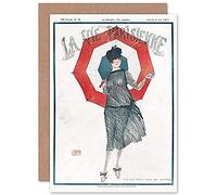 Artery8 la Vie Parisienne Couverture Magazine Parapluie Femme Élégante Carte de Vœux Scellée Plus Enveloppe Vierge à l'Intérieur