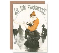 Artery8 La Vie Parisienne Port Fontaine des Mers Magazine Cover Sealed Greeting Card Plus Envelope Blank inside Couverture du magazine Couverture