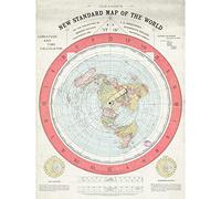 Artery8 Map Gleason 1892 World Time Calculator Flat Earth Large Wall Art Poster Print Thick Paper 18X24 inch Carte Monde Mur Impression d'affiches