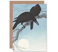 Artery8 Ohara Koson Two Crows Tree Branch Japanese Woodcut Fine Art Greeting Card Plus Envelope Blank Inside Arbre Japonais Bois