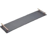 Artesà, Plateau de Service en Ardoise avec Poignées en Cuivre, Parfait pour les Repas et les Buffets, 60 X 15 cm, Noir