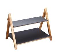 Artesà Tableware, Plat de Service en Ardoise avec Cadre en Bois D'Acacia, 40 X 30 X 25 cm, avec Boîte Cadeau