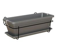 ARTEVASI Kit jardiniere balcon VENEZIA 50cm anthracite - Avec réserve d'eau - Gris - 10L - 18x30x51 cm