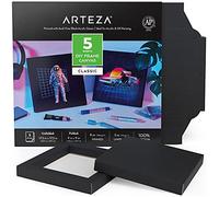 Arteza Bloc de Dessin Carrée pour Peinture Acrylique - 22,9 x 22,9 cm - 100% Coton - 280 GSM Toiles Noires - 5 Feuilles Pliables - Cahier à Peindre pour Acrylique et à L'huile