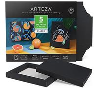 Arteza Bloc de Dessin pour Peinture Acrylique A4-21,6 x 27,9 cm - 100% Coton - 280 GSM Toiles Noires - 5 Feuilles Pliables - Cahier à Peindre pour Acrylique et à L'huile