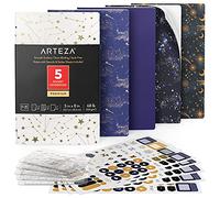 Arteza carnets de poche, lot de 5, 14 x 20,3 cm, 40 feuilles chacun, motifs constellations, 2 à pois, 2 lignés et 1 vierge, couverture souple en papier, fournitures artistiques pour écrire et dessiner