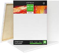Arteza chassis entoilé blanc de 18x24” Paquet de 4, toiles 100% coton, peinture acrylique, peinture à l'huile et autre art, toiles pour artistes professionnels, peintres amateurs (Classique)