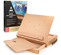 Arteza Chevalet en bois avec tiroir et palette | Chevalet de table bois de hêtre | 34 x 26,1 cm | Idéal pour croquis, peintures et dessins | Chevalet peinture acrylique ou aquarelle angle ajustable