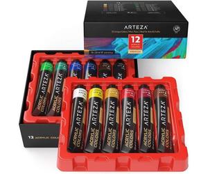 Arteza Coffret peinture acrylique, 12 tubes de couleurs (22ml), Pigments riches, Haute qualit&eacute , Non Toxique, Pour artistes44