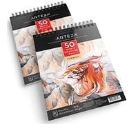 ARTEZA Ensemble De 2 Carnets À Dessin Taille 20,3 X 25,4 Cm, 100 Pages Au Total, 50 Feuilles À Reliure Spirales Chacun, Papier Haut Grammage Durable Sans Acide (130g), Pour Enfants Et Adultes