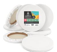 Arteza Jeu de toiles rondes tendues, 25,4 cm de diamètre [8 packs], 100% coton, fournitures d'art pour la peinture acrylique et à l'huile